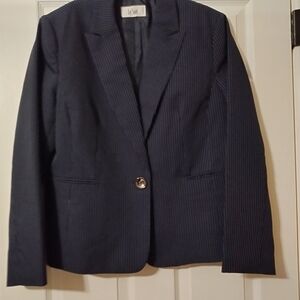 Le Suit Dark Blue Pinstripe Blazer